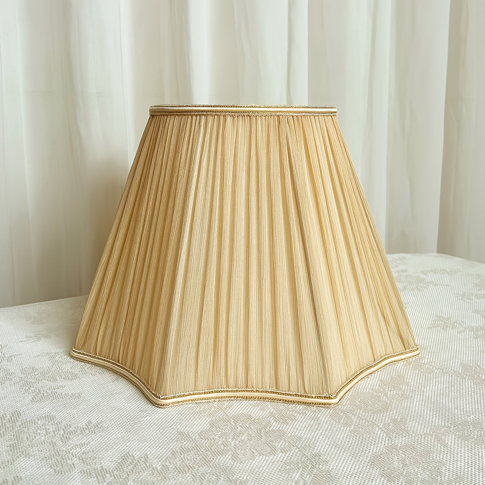 Abat-jour plissé beige doré à base festonnée en étoile, Ø 35 cm