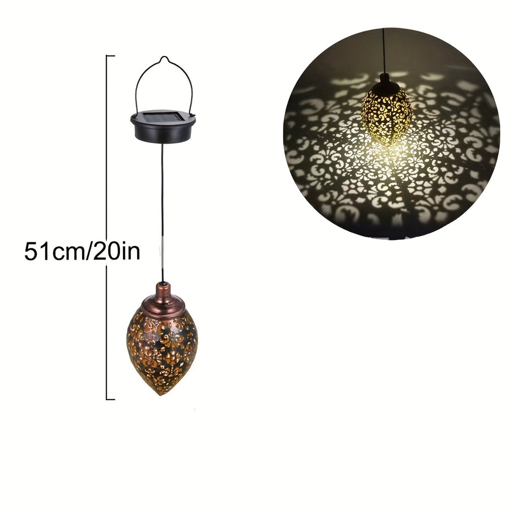 Suspension solaire goutte d'eau en métal ajouré cuivré, 51 cm