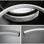 Plafonnier LED à deux arcs noir et blanc, 54 cm, trois teintes