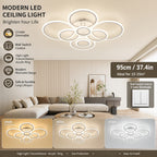Plafonnier LED multi-anneaux Ø 79 ou 95 cm, blanc, noir ou doré