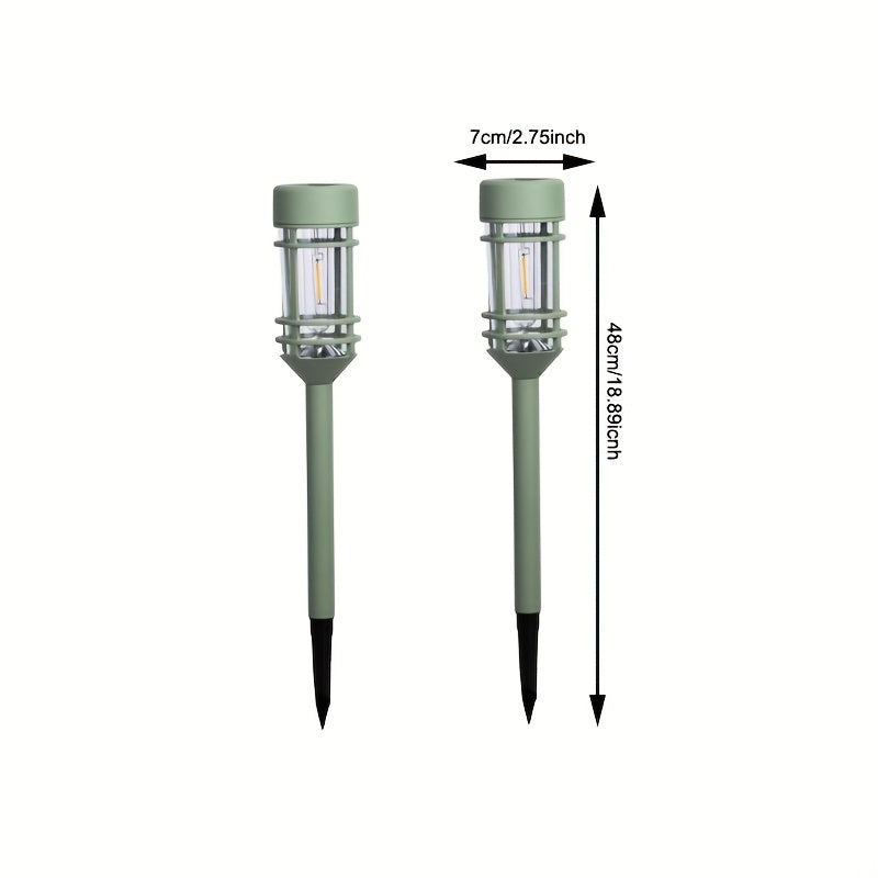Lot de 2 lanternes solaires de jardin vert sauge à grille, 48 cm