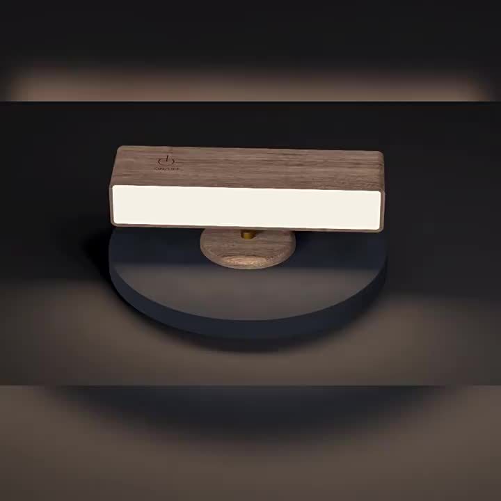 Applique murale bois rotative sans fil, LED rechargeable USB