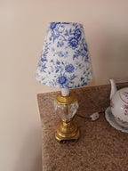 Lot de 2 abat-jour à pince en toile bleue à fleurs et oiseaux
