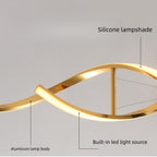 Lustre LED double vague en aluminium, doré ou argenté, 94 cm