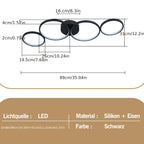 Plafonnier LED 4 anneaux noir ou blanc, 88 ou 100 cm, ou suspendu