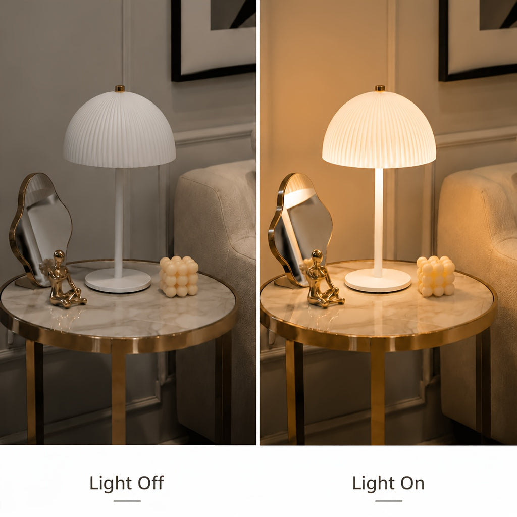 Lampe de table sans fil à dôme plissé, cinq coloris au choix