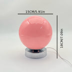 Lampe boule en verre rose sur socle chromé, USB et variateur