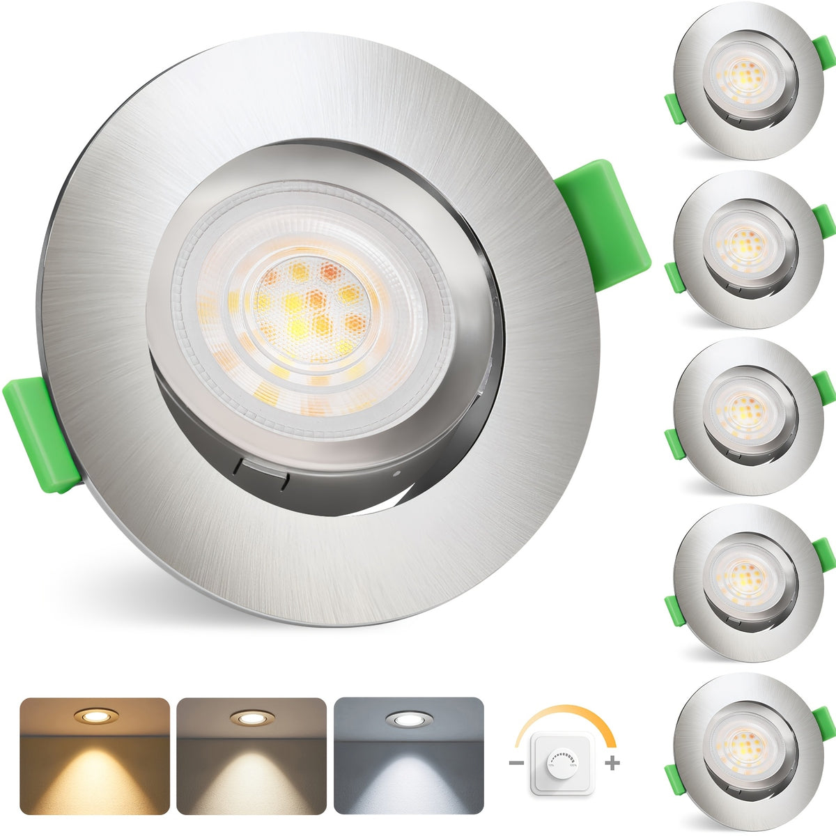 Spot LED encastré orientable à trois teintes de blanc