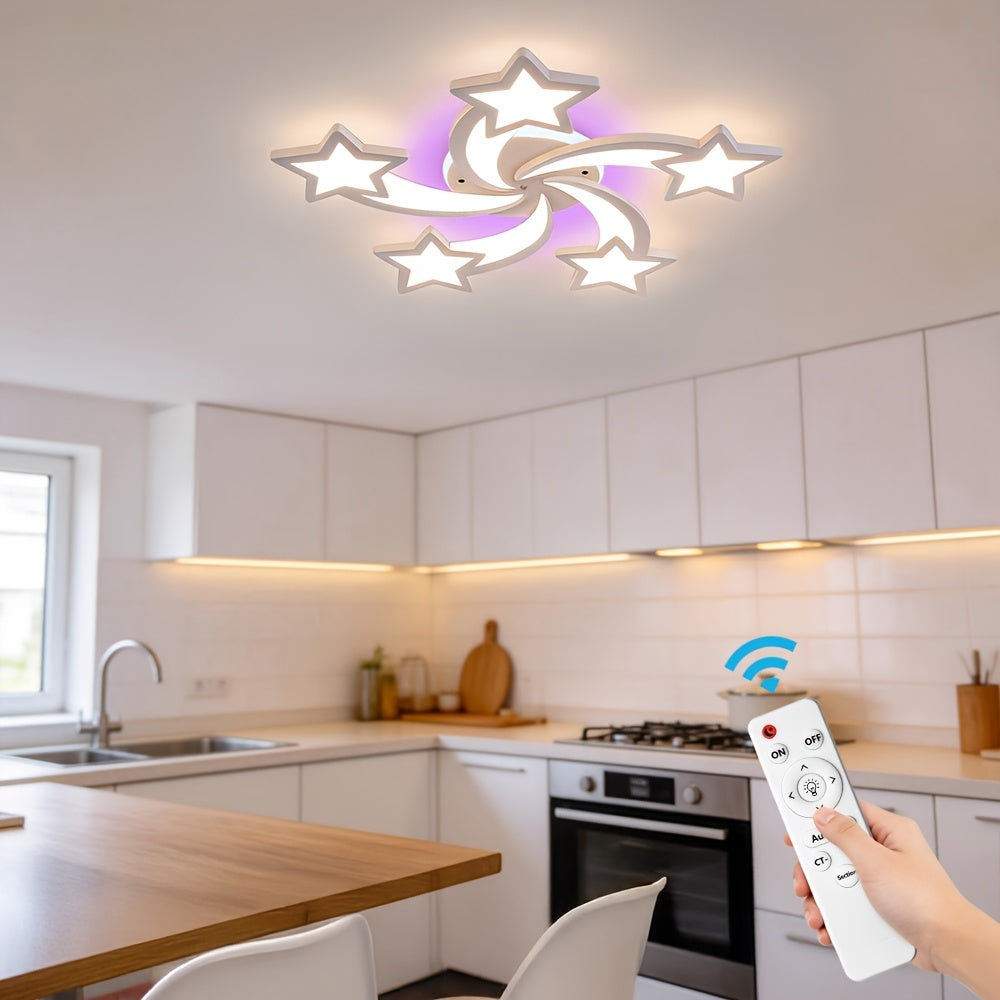 Plafonnier LED étoiles filantes Ø 70 cm, éclairage RVB et télécommande