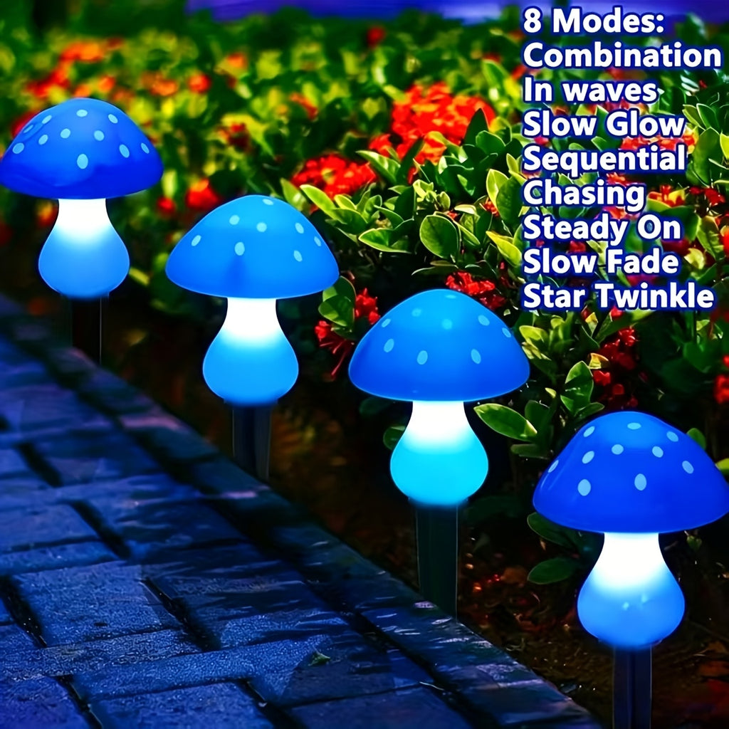 Guirlande solaire de champignons bleus à planter, 8 modes