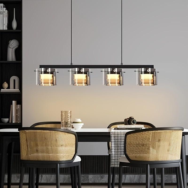 Suspension LED en verre fumé, 3 ou 4 lumières, blanc chaud 3000K