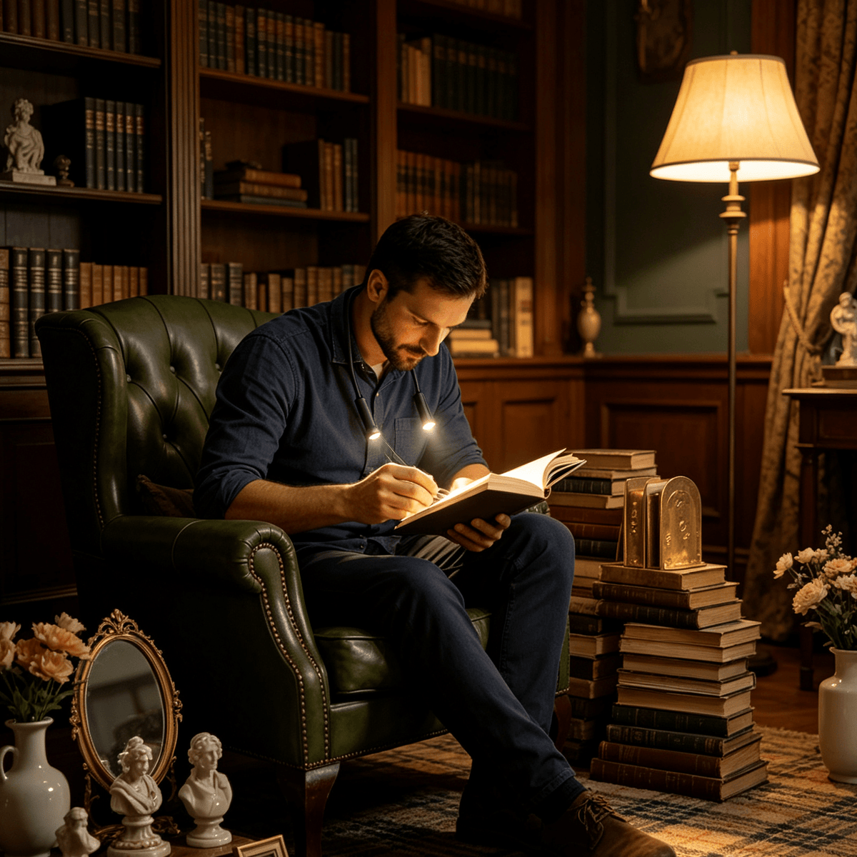 Lecture, tricot et bricolage avec une lampe mains libres