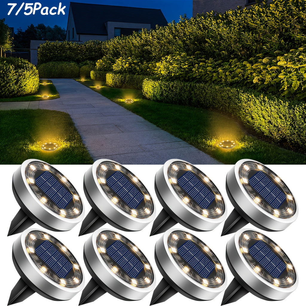 Mini spot solaire de sol 8 LED, 5,7 cm, IP44, lot de 5 ou de 7