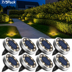 Mini spot solaire de sol 8 LED, 5,7 cm, IP44, lot de 5 ou de 7