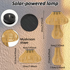 Lampe champignon solaire d'extérieur effet rotin, 24 cm de haut