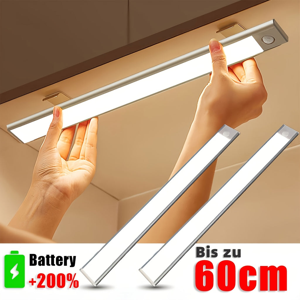 Lot de 2 réglettes LED 60 cm en aluminium, batterie standard ou longue