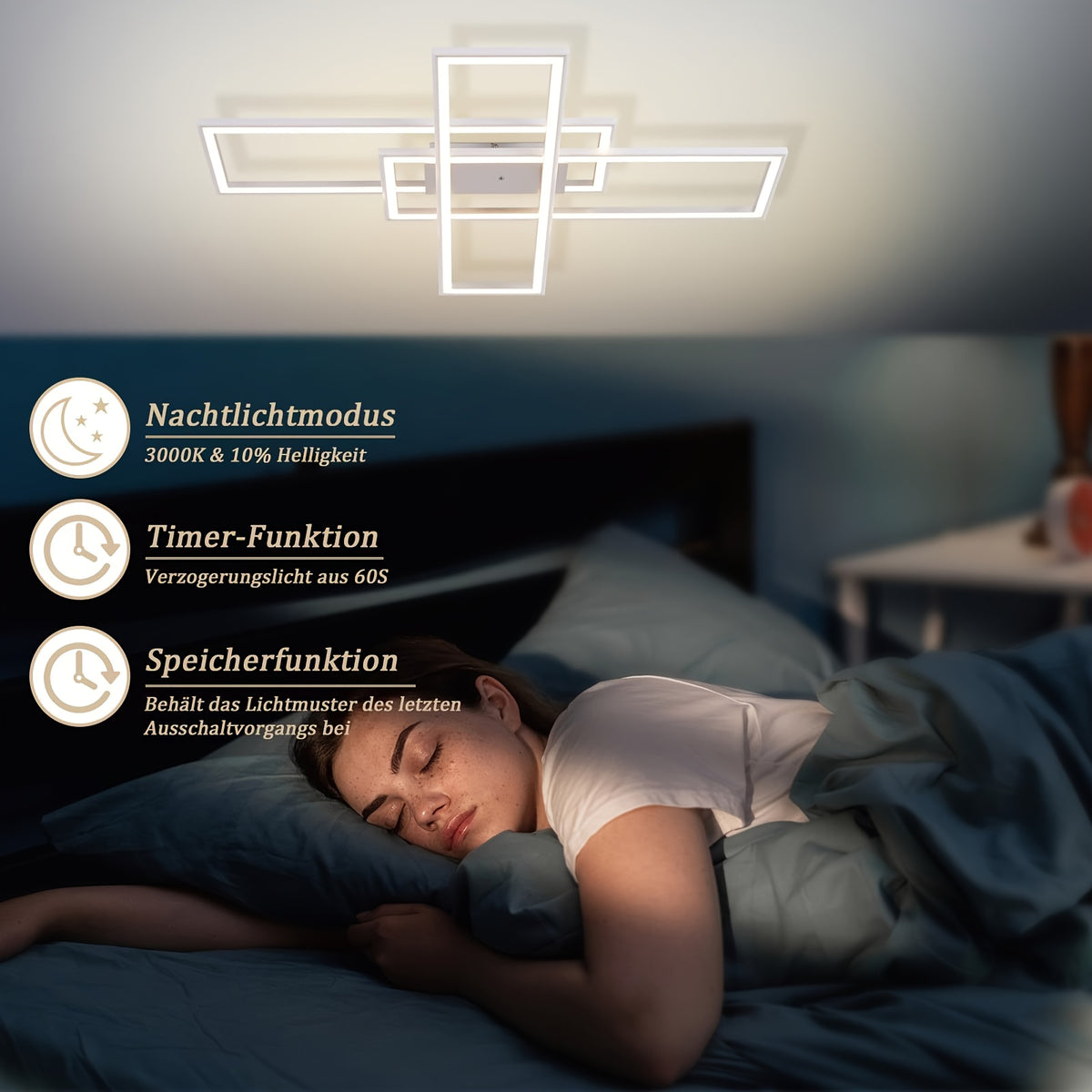 Plafonnier LED rotatif à rectangles RVB, 101 cm, avec télécommande