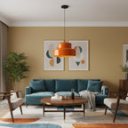 Suspension rétro orange à double étage en métal brillant, Ø 35 cm