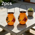 Suspension solaire d'extérieur peinte fleur et papillon, IP44