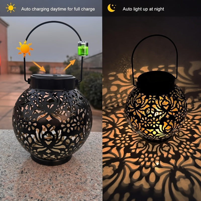 Lanterne solaire boule ajourée à 12 modes, dorée ou noire, IP65