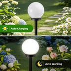 Lot de 6 boules solaires de jardin blanches sur piquet, IP65