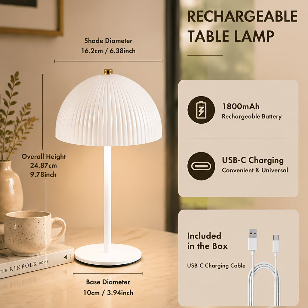 Lampe de table sans fil à dôme plissé, cinq coloris au choix