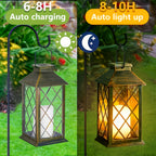Lot de 2 lanternes solaires à croisillons et bougie LED, IP65, 33,9 cm