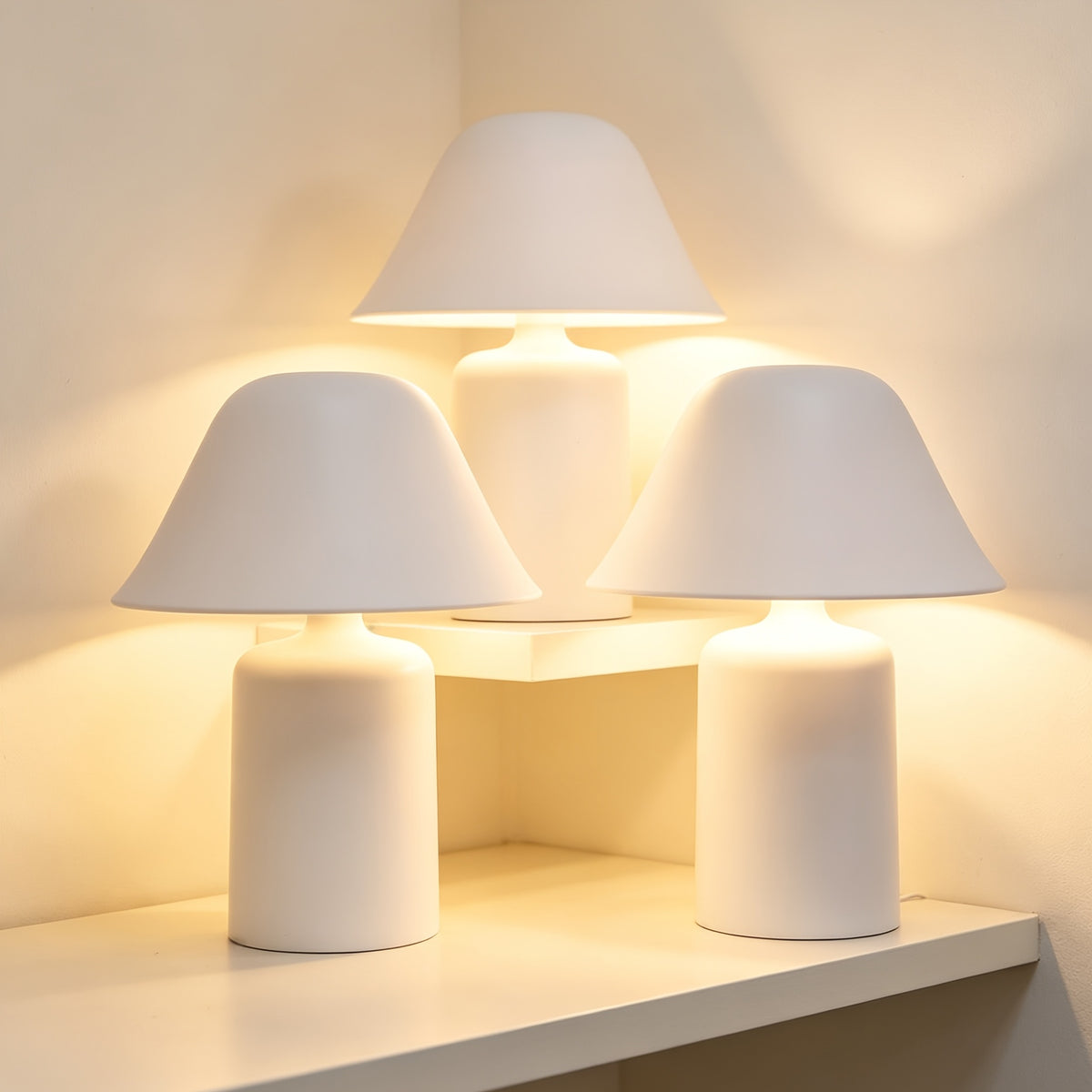 Lampe champignon blanche à hauteur réglable, sans fil et tactile