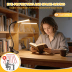 Lampe de bureau à pince double barre LED noire, col de 29 cm