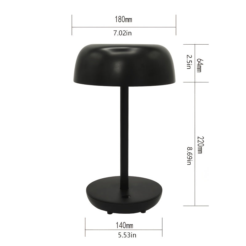 Lampe de table champignon solaire et USB-C, tactile, noire ou blanche