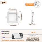 Lot de 15 spots LED encastrables carrés 6 W, 11,8 cm, extra-plats