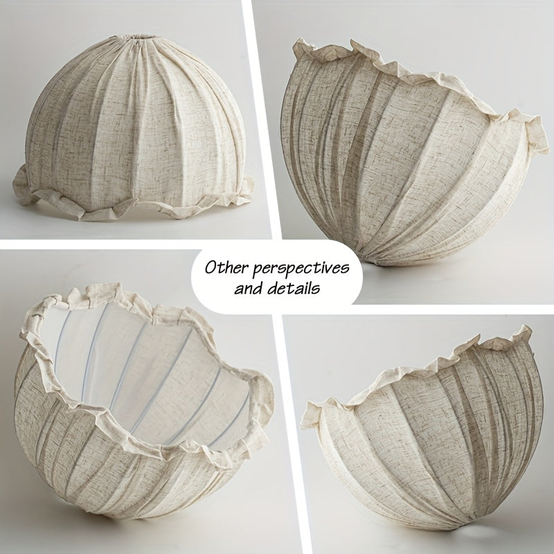 Abat-jour en lin à bord volanté, forme cloche Ø 22 x H 16,2 cm