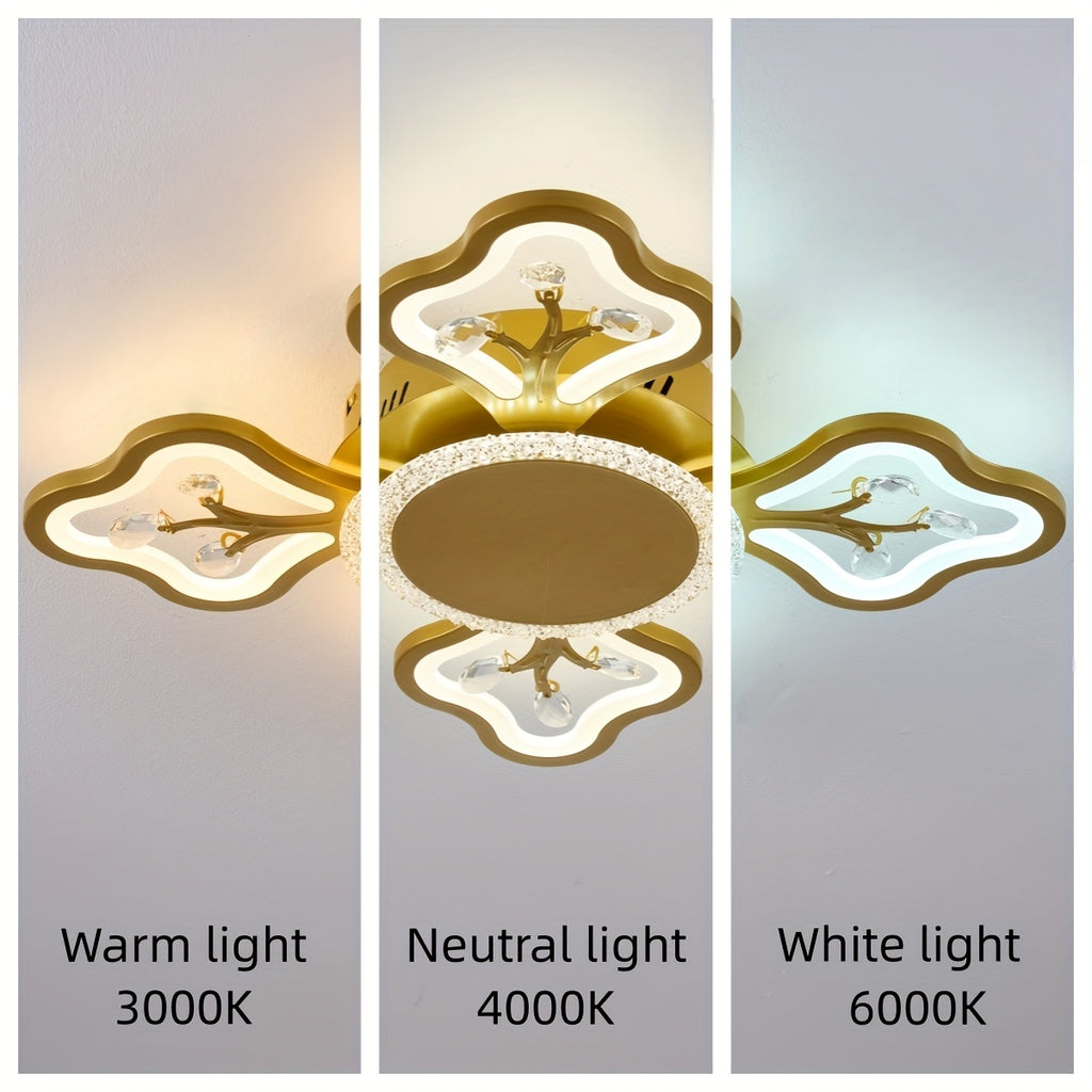 Plafonnier LED fleur à quatre pétales 58 cm, trois teintes