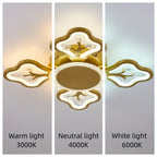 Plafonnier LED fleur à quatre pétales 58 cm, trois teintes