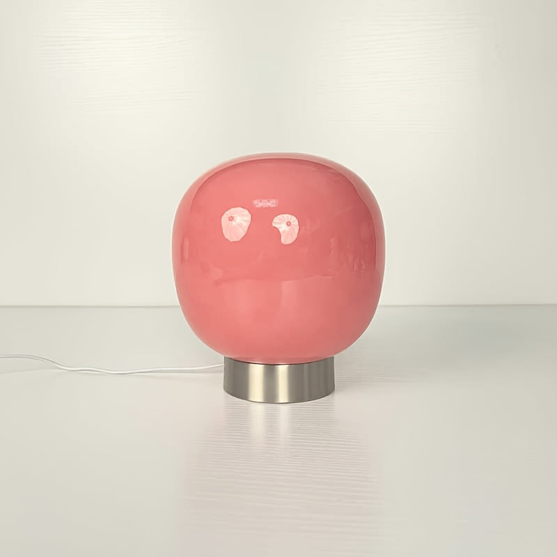 Lampe de chevet globe en verre coloré, socle métal, USB, 19 cm