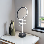 Lampe de bureau LED en tube lumineux, boucle et spirale noire, 46 cm