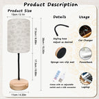 Lampe de chevet col flexible, abat-jour imprimé de brins fleuris gris