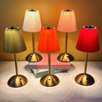 Lampe de table sans fil plissée sur dôme doré, tactile, 6 coloris