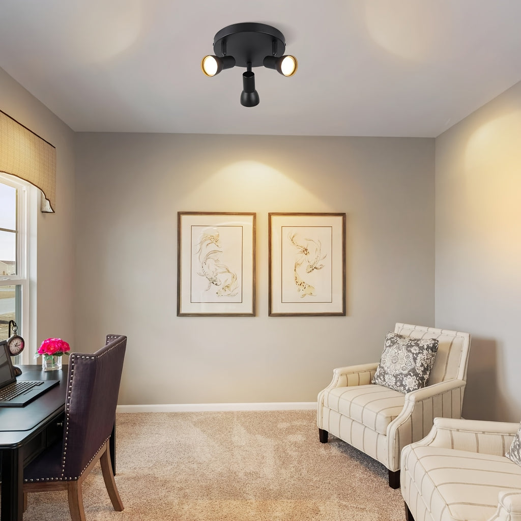 Spot de plafond noir orientable GU10, simple ou barre de 3 spots