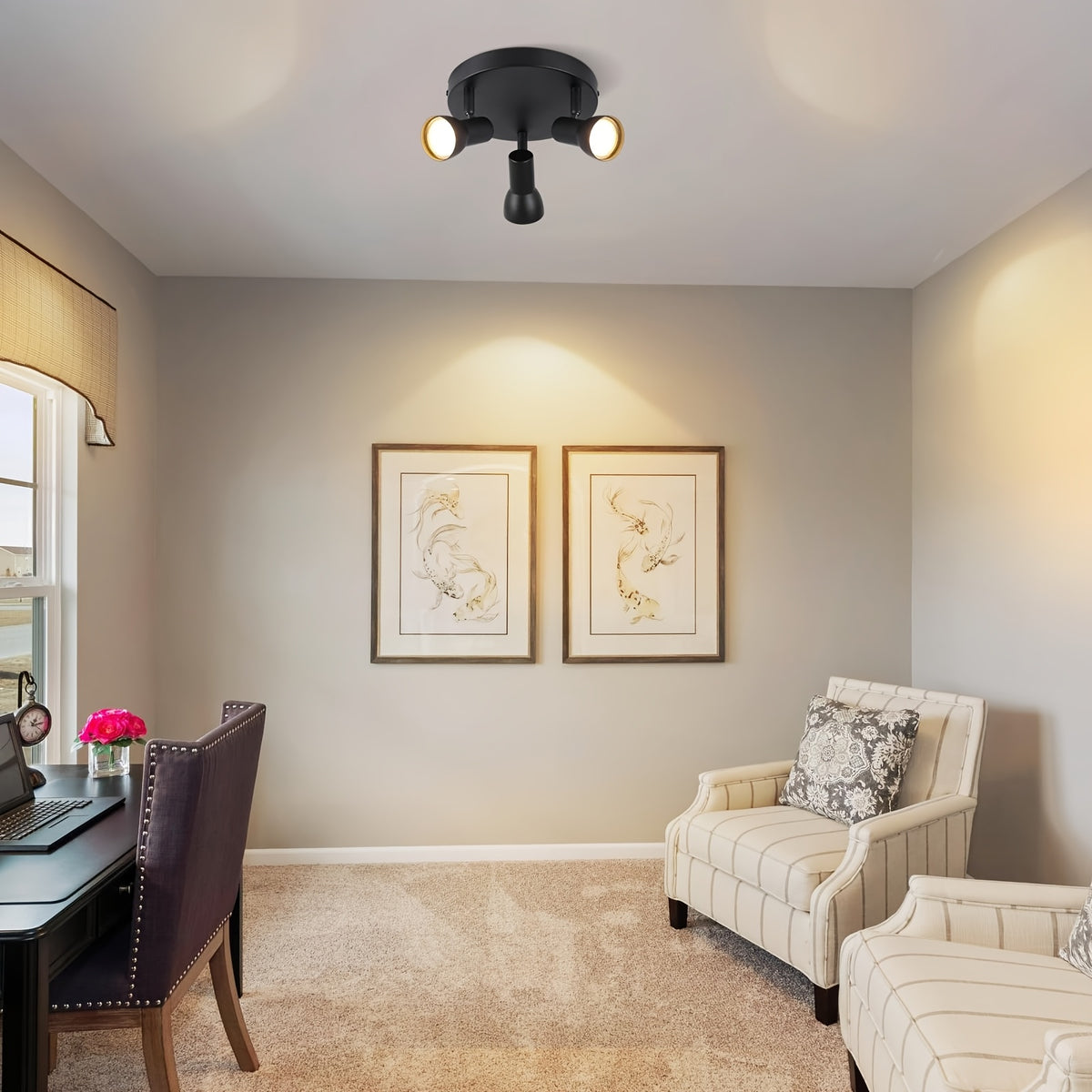 Spot de plafond noir orientable GU10, simple ou barre de 3 spots