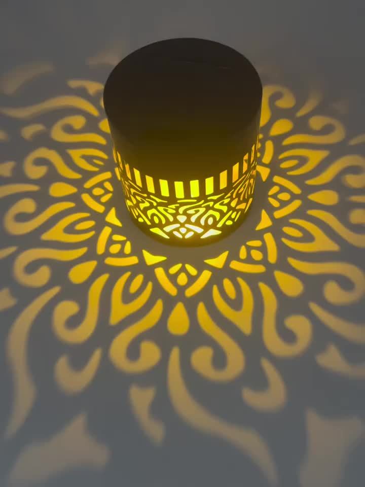 Applique solaire à motifs projetés, cylindre ajouré, lot de 2