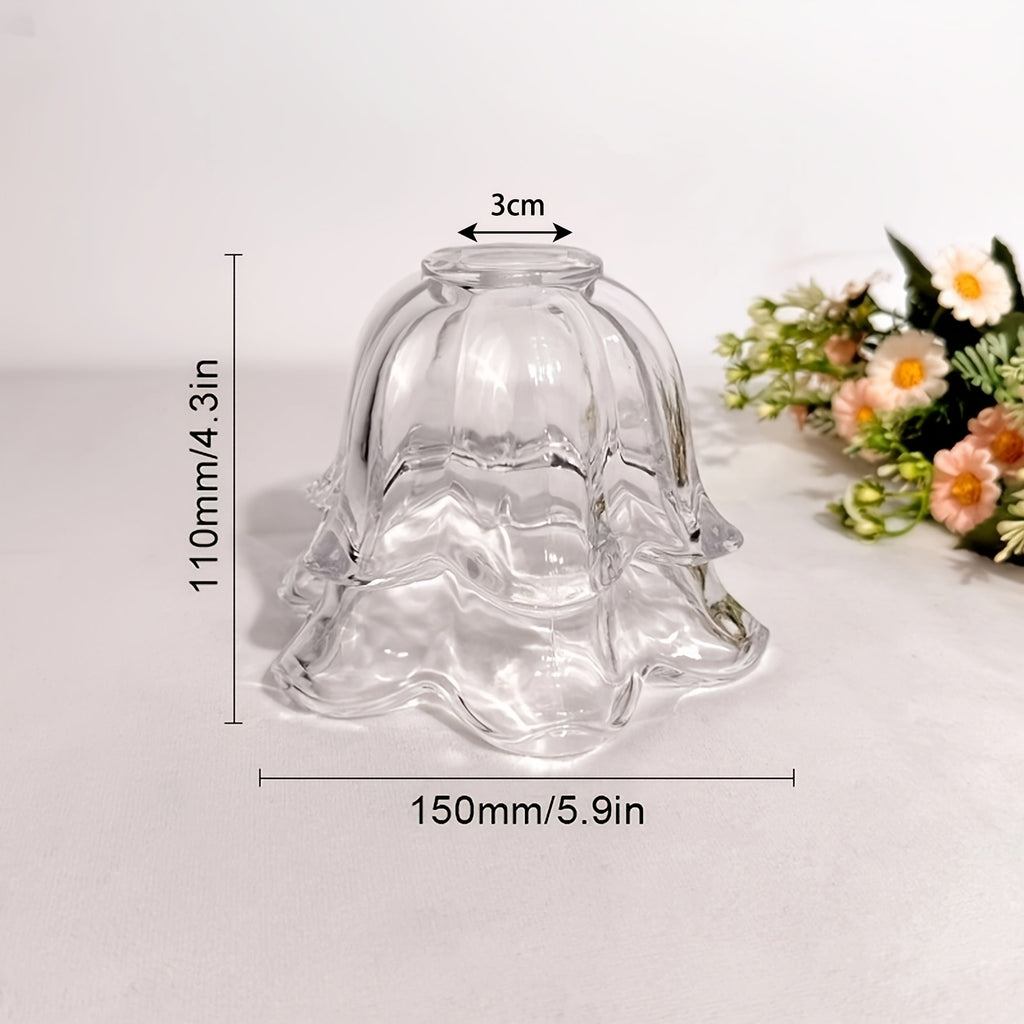 Verre de remplacement fleur côtelée en dégradé ambré, Ø 15 cm
