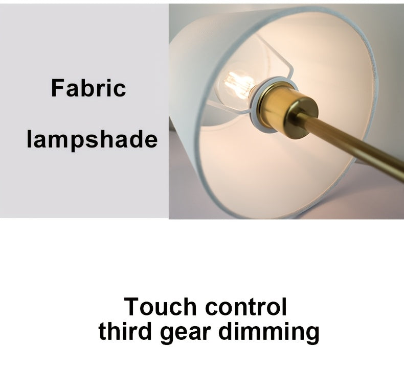 Lampe de chevet sans fil, abat-jour tissu blanc, pied doré, 2 tailles