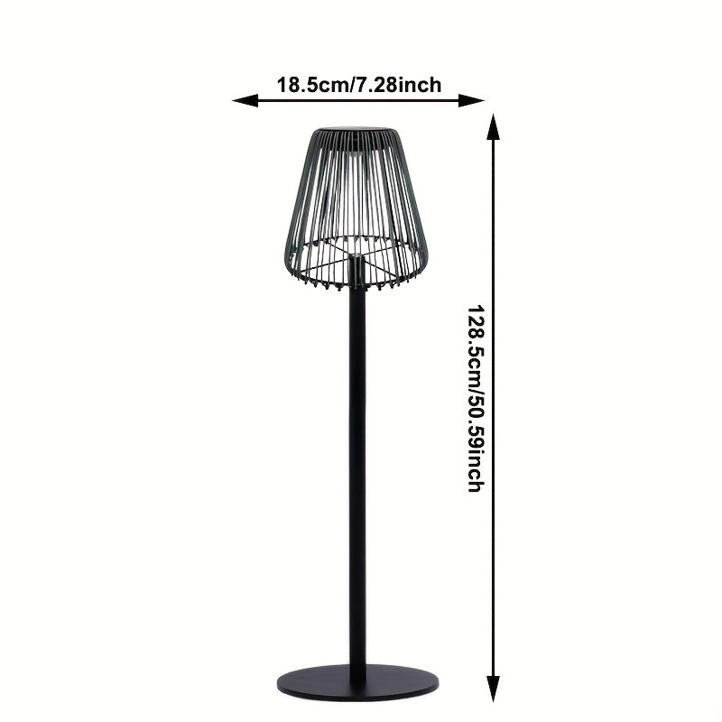 Lampadaire solaire 128,5 cm à abat-jour cage en fer, gris anthracite