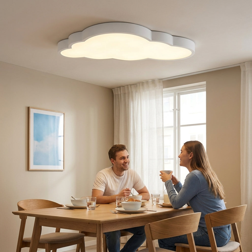 Plafonnier LED nuage blanc 50 cm pour chambre d'enfant, trois teintes