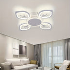 Plafonnier LED à 4 feuilles scintillantes, doré, blanc ou noir