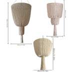 Abat-jour long en macramé à gland, Ø 30 ou 40 cm, 80 cm de long