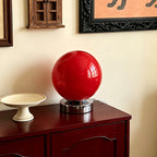 Lampe boule en verre rose sur socle chromé, USB et variateur