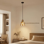 Suspension cloche en verre ambré à col doré pour chambre