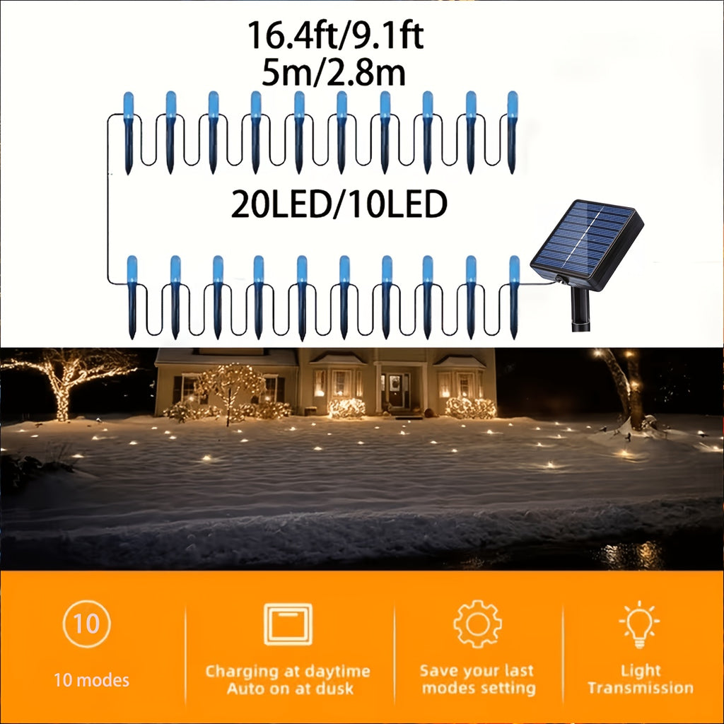 Guirlande solaire 20 colonnes givrées, blanc froid, 10 modes